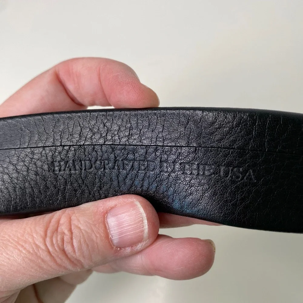 John W Nordstrom‎ Men's Classic Black Pebbled Leather Belt Silver Buckle Size 40